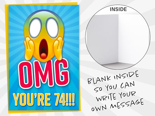 Comprar en Amazon Tarjeta 74 OMG 74 Emoticon, Old tarjeta hermana, cumpleaños tarjeta o