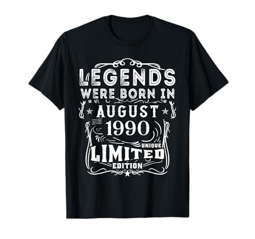 Comprar Cumpleaños agosto Ideas para regalar 1990 edición limitada regalo vintage Camiseta Top Precio 2024 | regaloscumple.com