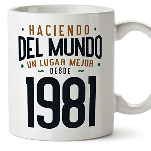 Consigue ahora MUGFFINS Tazas 1981 Cumpleaños Cumpleaños - En Español - Haciendo del Mundo un Lugar Mejor - 11 oz / 330 ml - Regalo original y divertido Rebajas 2024 | regaloscumple.com