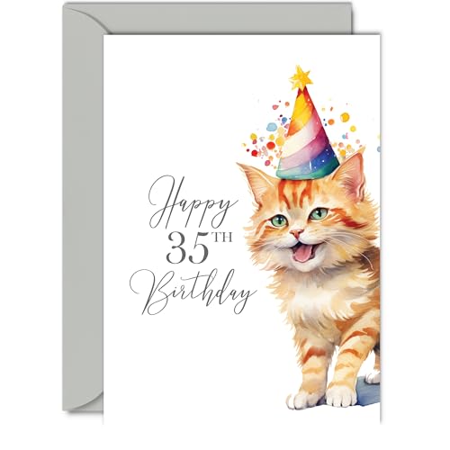 Consigue ahora Tarjetas Catálogo cumpleaños número 35 para mujeres y hombres para fiestas gatos gatitos tarjeta feliz cumpleaños para mujer 35 años hombre hermana hermano hija hijo tía tío primo tarjetas Rebajas 2025 | regaloscumple.com