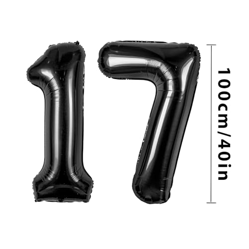 Comprar en Amazon Globos de 17 cumpleañosNegro 17 pulgadas Globo número 17 decoraciones