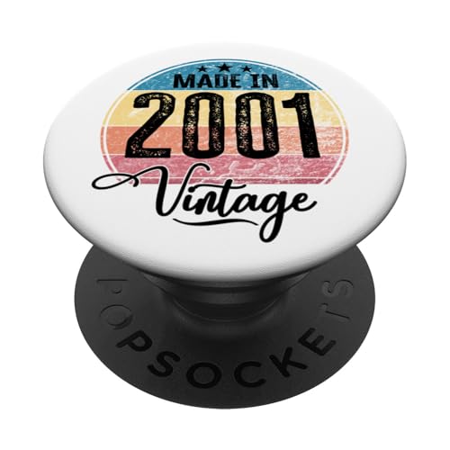 Consigue ahora Birthday Vintage Año nacimiento 2001 Cumpleaños Bday Ideas para regalar PopSockets PopGrip Adhesivo Rebajas 2025 | regaloscumple.com