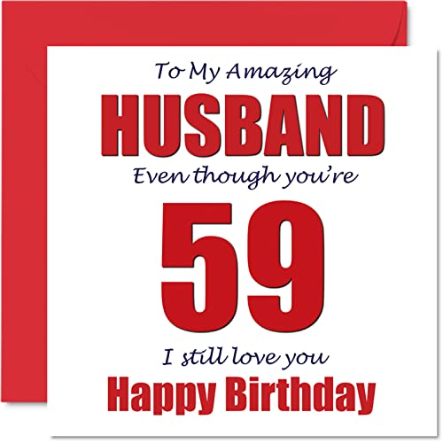 Consigue ahora Divertidas tarjetas 59 cumpleaños para marido 59 I Still Love You tarjeta feliz cumpleaños para marido esposa pareja cincuenta y nueve cincuenta Navidad y noveno esposo tarjetas felicitación humor broma 145 mm x 145 mm Ofertas 2025 | regaloscumple.com