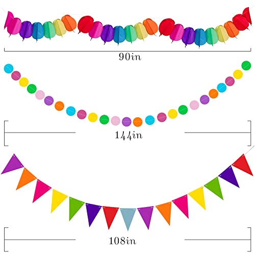 Ofertas en regaloscumple.com Huryfox Festoni Decoraciones para Fiestas  Cumpleaños y Carnaval - 33 Piezas Adorno Fiesta Mexicana Party Con Papel Coloreado Abanicos   Colgantes  pompones  Cintas   Tela y Guirnaldas   Banderitas