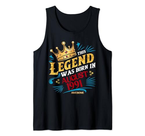 Consigue ahora Una leyenda nació en agosto 1991 Impresionante cumpleaños hombre niño Camiseta Catálogo sin Mangas Ofertas 2024 | regaloscumple.com