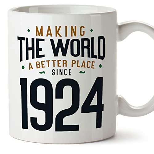 Comprar MUGFFINS Tazas 1924 Cumpleaños - En Inglés - Making the World a Better Place - 11 oz / 330 ml - Regalo original y divertido Top Navidad Precio 2024 | regaloscumple.com