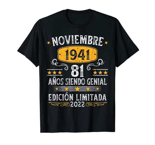 Consigue ahora 81 Años Cumpleaños Noviembre 1941 Hombre Mujer Noviembre Ideas para regalar Camiseta Top Precio 2025 | regaloscumple.com