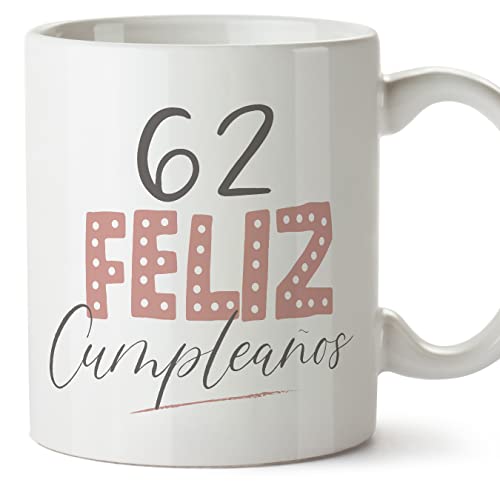 Comprar MUGFFINS Tazas 62 Cumpleaños - En Español Navidad - ¡Feliz Cumpleaños! Rosa - 11 oz / 330 ml - Regalo original y divertido Top Precio 2025 | regaloscumple.com