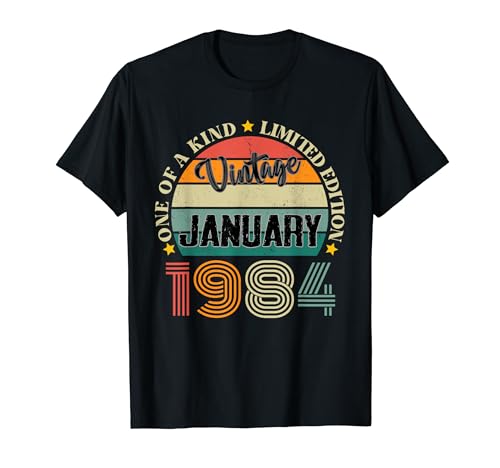 Consigue ahora 40 Años Vintage Enero 1984 Cumpleaños 40 Cumpleaños Retro Camiseta Rebajas 2025 | regaloscumple.com