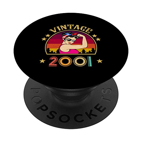 Consigue ahora Regalo cumpleaños 22 años para mujeres retro vintage 2001 PopSockets Promoción PopGrip Intercambiable Rebajas 2025 | regaloscumple.com