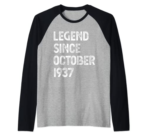 Consigue ahora Leyenda Desde Octubre 1937 85 Cumpleaños Hombres BlackFriday Mujeres Camiseta Manga Raglan Ofertas 2025 | regaloscumple.com