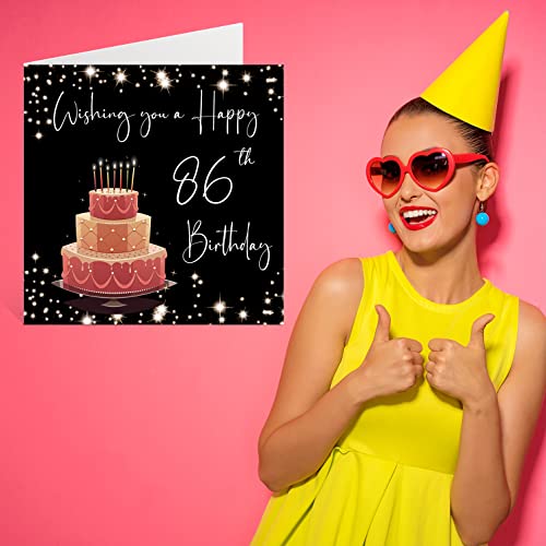 Comprar ahora Tarjeta   cumpleaños 86 para mujeres y hombres  elegante y elegante  tarjetas   feliz cumpleaños para mujer   86 años  gran abuela  abuelo  mamá  papá  tía  145 mm x 145 mm  ochenta y seis ochenta