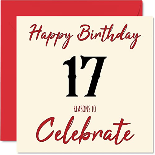 Comprar Divertidas tarjetas cumpleaños 17 para niños y niñas con motivos para hacerlo tarjeta feliz cumpleaños para hijo hija hermano hermana nieto nieta sobrino primo 145 mm x 145 mm tarjeta felicitación 17 cumpleaños Cumpleaños Top Precio 2025 | regaloscumple.com