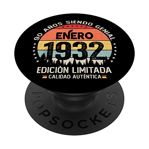 Comprar Regalo 90 años Cumpleaños Hombre Mujer - Enero 1932 PopSockets PopGrip BlackFriday Intercambiable Ofertas 2024 | regaloscumple.com