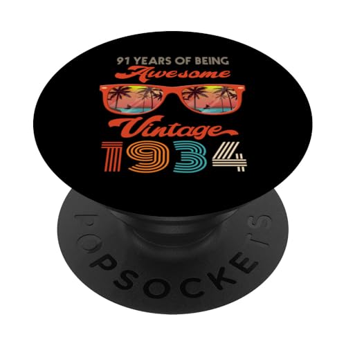 Comprar Gafas sol retro para cumpleaños número 91 Palm Tree Beach Catálogo nacidas en 1934 PopSockets PopGrip Adhesivo Rebajas 2025 | regaloscumple.com