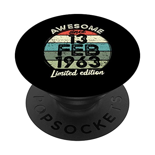 Consigue ahora Camiseta cumpleaños 60 años 13 febrero Regalos 1963 60 cumpleaños PopSockets PopGrip Intercambiable Top Precio 2025 | regaloscumple.com