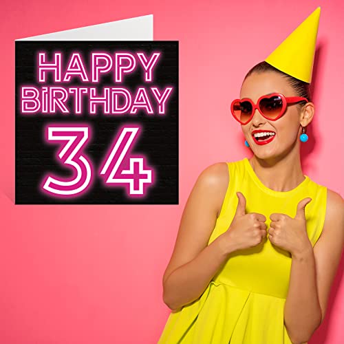 Ofertas en regaloscumple.com Divertidas tarjetas de cumpleaños 34 para hombres y mujeres brillo