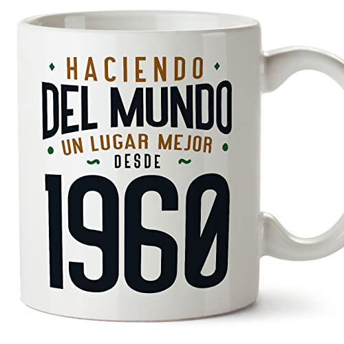 Consigue ahora MUGFFINS Tazas 1960 Cumpleaños - En Español - Haciendo del Cumpleaños Mundo un Lugar Mejor - 11 oz / 330 ml - Regalo original y divertido Ofertas 2024 | regaloscumple.com