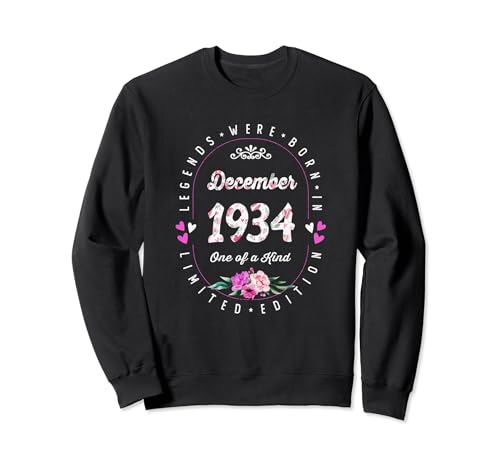Comprar Cumpleaños Floral - Las Leyendas nacen en BlackFriday Diciembre 1934 Sudadera Rebajas 2024 | regaloscumple.com