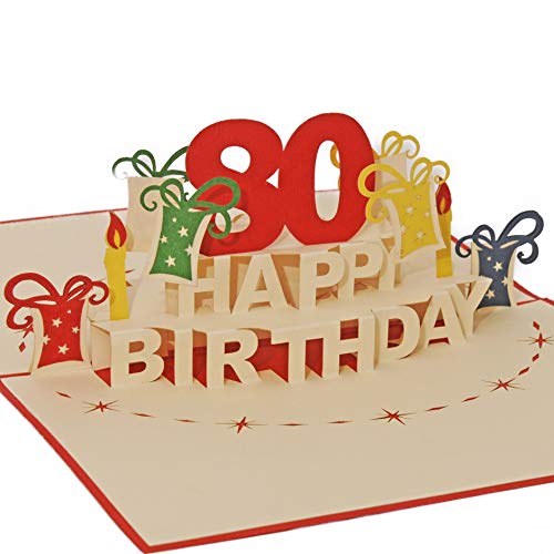 Consigue ahora Favour Pop Up tarjeta felicitación para 80 cumpleaños redondos. Una originelle Regalos 3d tarjeta felicitación un mano gearbeitetes Filigrana arte. Rebajas 2025 | regaloscumple.com