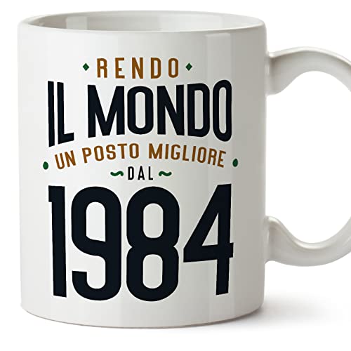 Consigue ahora MUGFFINS Tazas 1984 Cumpleaños - En Italiano - Rendo il Mondo un Posto Migliore - 11 oz / 330 ml - Regalo Catálogo original y divertido Rebajas 2025 | regaloscumple.com