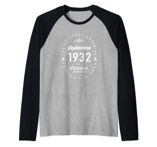 Consigue ahora 90 años Cumpleaños Las Leyendas nacen en Septiembre 1932 Camiseta Manga Raglan BlackFriday Top Precio 2025 | regaloscumple.com