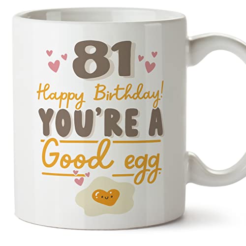 Comprar MUGFFINS Tazas 81 Cumpleaños - En Inglés - Happy Birthday You're a Good Egg - 11 oz / Regalos 330 ml - Regalo original y divertido Rebajas 2024 | regaloscumple.com