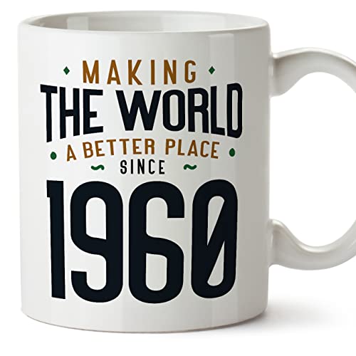 Consigue ahora MUGFFINS Cumpleaños Tazas 1960 Cumpleaños - En Inglés - Making the World a Better Place - 11 oz / 330 ml - Regalo original y divertido Rebajas 2024 | regaloscumple.com