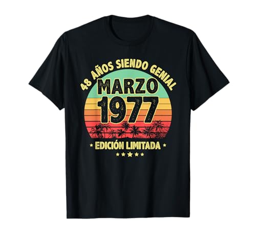 Consigue ahora Marzo 1977 48 Años Regalos Hombre Cumpleaños Regalo Marzo 1977 Camiseta Top Precio 2025 | regaloscumple.com