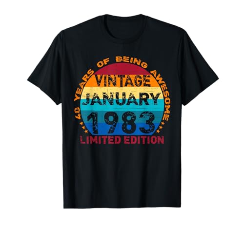 Consigue ahora 40 años Regalos vintage enero 1983 envejecido 40 cumpleaños Camiseta Top Precio 2024 | regaloscumple.com