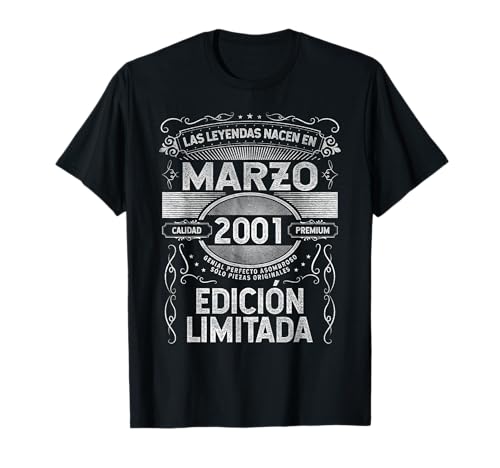 Comprar Las Leyendas nacen en Marzo 2001 - 24 Años Cumpleaños Camiseta Navidad Ofertas 2025 | regaloscumple.com