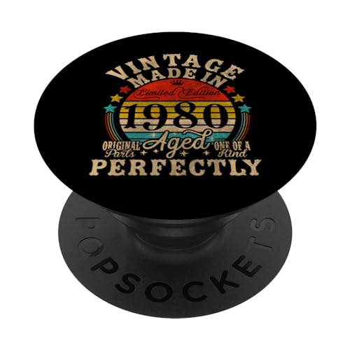 Consigue ahora Decoraciones vintage cumpleaños número Regalos 45 vintage 1980 45 años PopSockets PopGrip Adhesivo Ofertas 2025 | regaloscumple.com