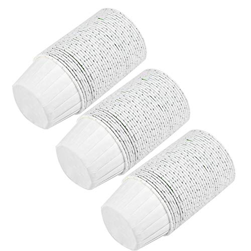 Oferta Flash Taza de papel 100 Uds., redonda para hornear, cupcakes, forros, taza papel, boda, fiesta cumpleaños, muffin, taza, comida multiusos(Blanco)