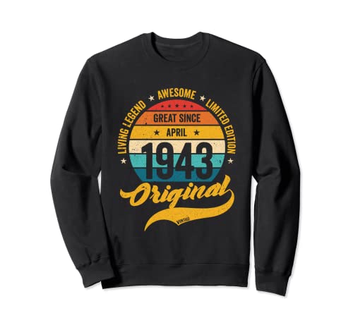 Consigue ahora Retro 80 BlackFriday Años Abril 1943 Cumpleaños Vintage Bday Classic Sudadera Top Precio 2024 | regaloscumple.com
