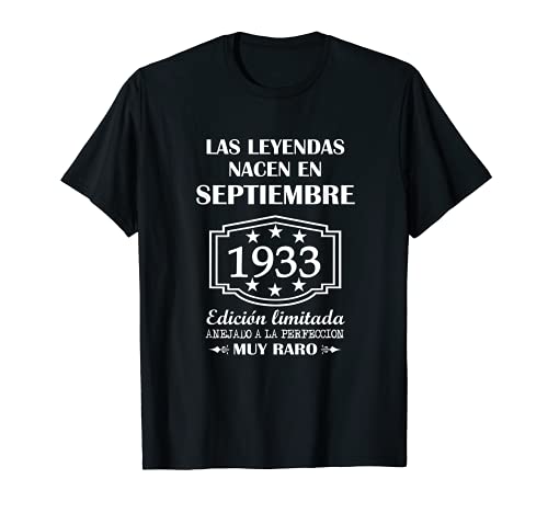 Comprar Las Leyendas nacen Regalos en Septiembre 1933 88° cumpleaños Camiseta Ofertas 2024 | regaloscumple.com