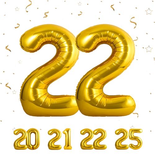 Comprar Globos Cumpleãnos Numeros 22 Oro 101 CM Numeros Globo Gigantes Grandes Decoracion Globo Numero 22 Globos Ideas para regalar Niño Niña Adultos Cumpleãnos decorazione Vuelan con Helio Top Precio 2025 | regaloscumple.com