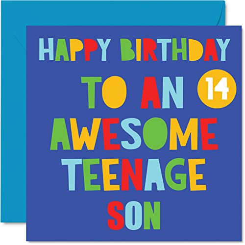 Consigue ahora Divertidas tarjetas cumpleaños 14 para hijo impresionante hijo adolescente 14 tarjeta feliz cumpleaños 14 para hijo Catálogo mamá o papá regalos cumpleaños para hijo 145 mm x 145 mm tarjetas Rebajas 2024 | regaloscumple.com