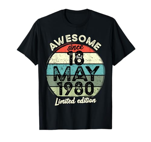 Consigue ahora 18 mayo 1980 Regalos 45 cumpleaños 45 años 2025 Cumpleaños Camiseta Ofertas 2025 | regaloscumple.com