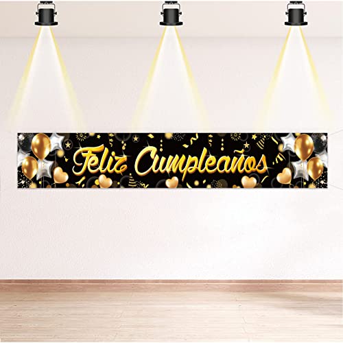 Consigue ahora Catálogo DPKOW Español Feliz Cumpleaños Pancarta Decoración Negro Oro Cumpleaños Exterior Jardín Decoración Cumpleaños Fondo Mesa Pared Decoración 218 * 35cm Ofertas 2024 | regaloscumple.com