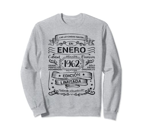 Consigue ahora Leyendas Enero 1962 Cumpleaños Hombre Mujer Sudadera Regalos Rebajas 2024 | regaloscumple.com