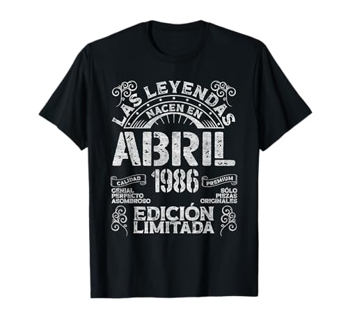 Consigue ahora Las Leyendas Nacen En Abril 1986 39 Cumpleaños Años Cumpleaños Camiseta Ofertas 2025 | regaloscumple.com
