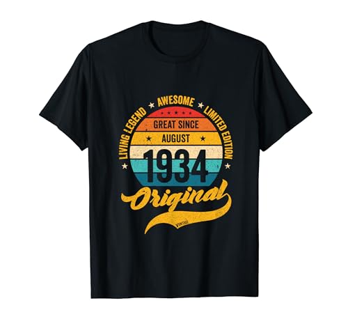 Comprar Agosto 1934 Cumpleaños Retro Años Vintage Bday Clásico Navidad Camiseta Ofertas 2024 | regaloscumple.com