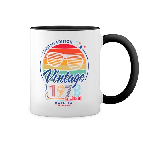 Consigue ahora GR8Shop Limited Edition Top Vintage 1978 Birthday Blanca Catálogo taza café con RIM Negro y manija Mug Ofertas 2024 | regaloscumple.com