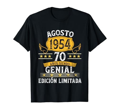 Comprar 70 años cumpleaños hombre mujer retro Navidad agosto 1954 regalo Camiseta Ofertas 2024 | regaloscumple.com