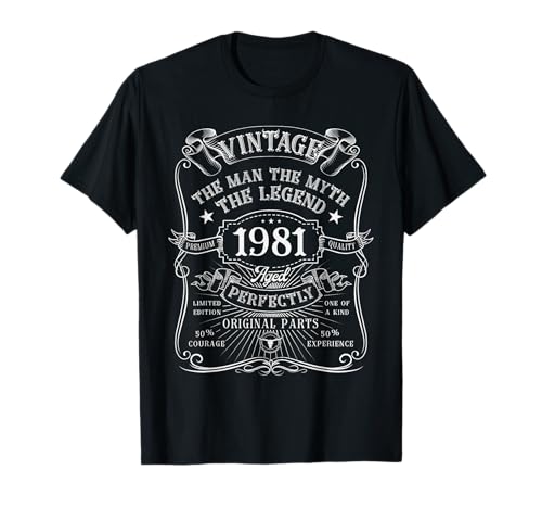 Comprar 43 Years Old Gift Vintage BlackFriday 1981 Man Myth Legend 43th Birthday Camiseta Top Precio 2024 | regaloscumple.com