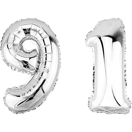 Consigue ahora DekoRex Catálogo Globo plateado 82 cm para cumpleaños aniversario boda decoración (número 91) Top Precio 2025 | regaloscumple.com