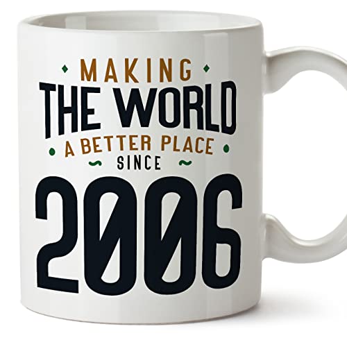 Consigue ahora MUGFFINS Tazas 2006 Cumpleaños - En Inglés - Making the World a Better Place - 11 oz / 330 ml - Regalo original y Navidad divertido Ofertas 2025 | regaloscumple.com