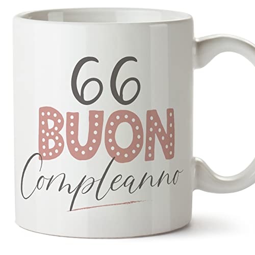 Comprar MUGFFINS Tazas 66 Cumpleaños - En Italiano - Buon compleanno! Rosa - 11 oz Cumpleaños / 330 ml - Regalo original y divertido Rebajas 2024 | regaloscumple.com