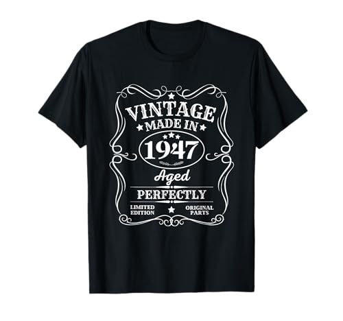 Comprar Vintage Made in 1947 Navidad Original Parts Camiseta cumpleaños Camiseta Top Precio 2024 | regaloscumple.com