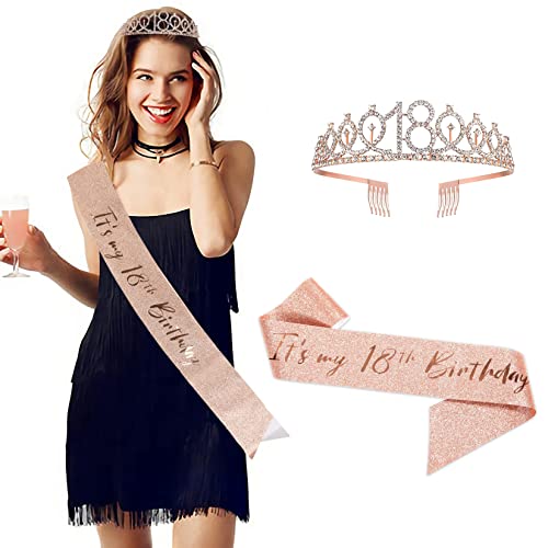 Mejores precios YongHang Cumpleaños Corona banda Rosa Fajín Tiara Cumpleaños Birthday Fiesta